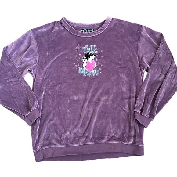 Big Dogs Talk To The Paw Velour Crewneck Pullover Sweatshirt Purple Women’s Lg - Picture 1 of 6